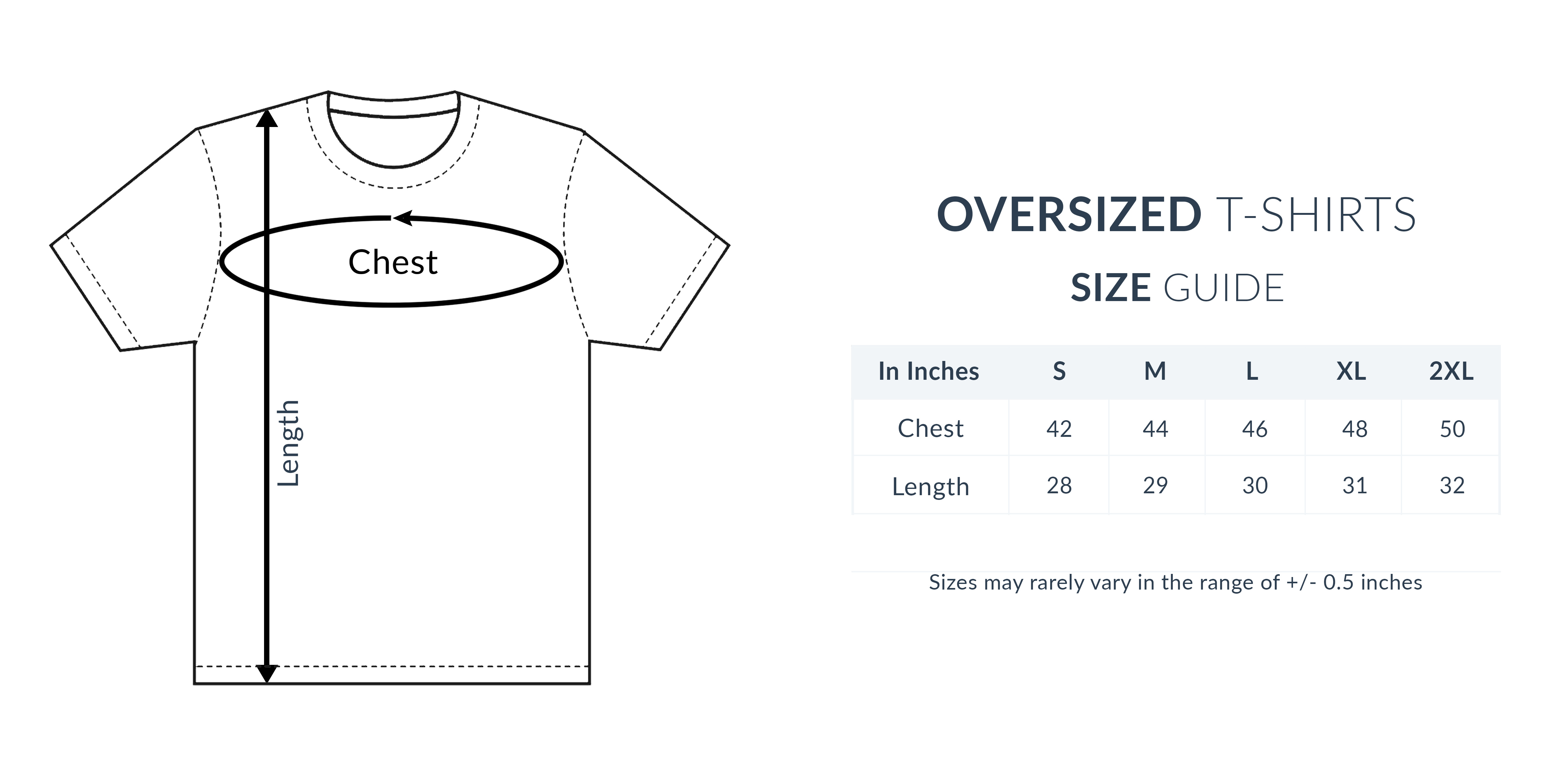 Large shirt shop size chart