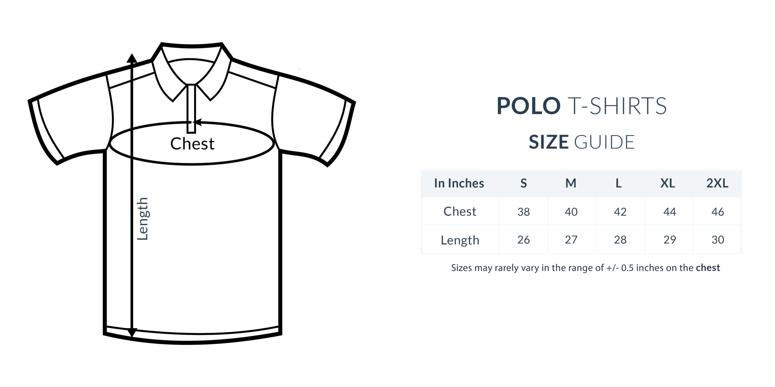 Polo t shirt size chart best sale